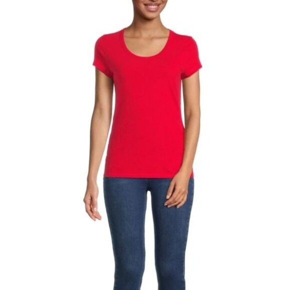 No Boundaries Scoop Tshirt Womens Red Size Large Casual New - Picture 1 of 10